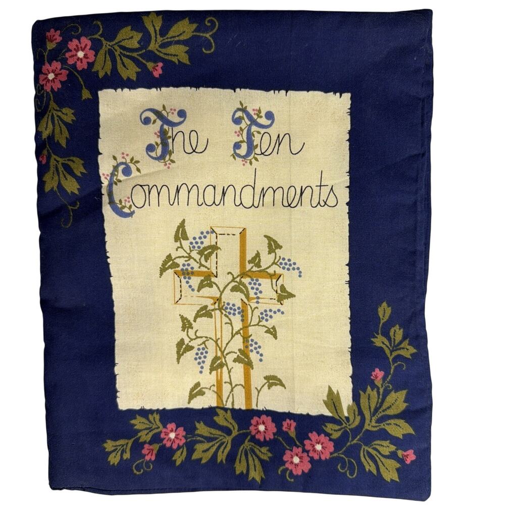 Soft Cloth Book Quilted 10 Commandments Christian Bible Moses Vintage Gift